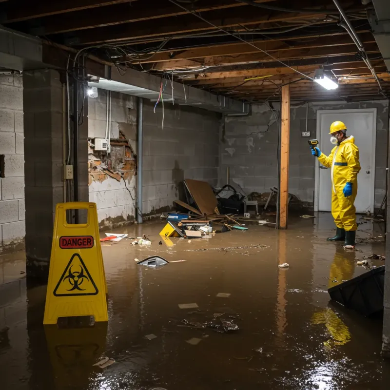 Flooded Basement Electrical Hazard in Ogden, KS Property